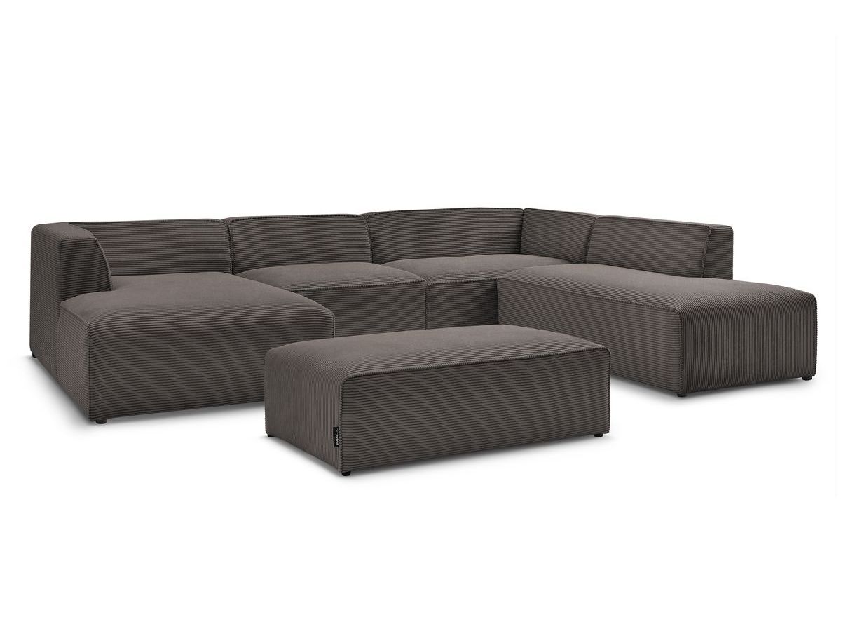 Bobochic Megeve Wohnlandschaft mit Pouf Cordsamt Braun Ecke links