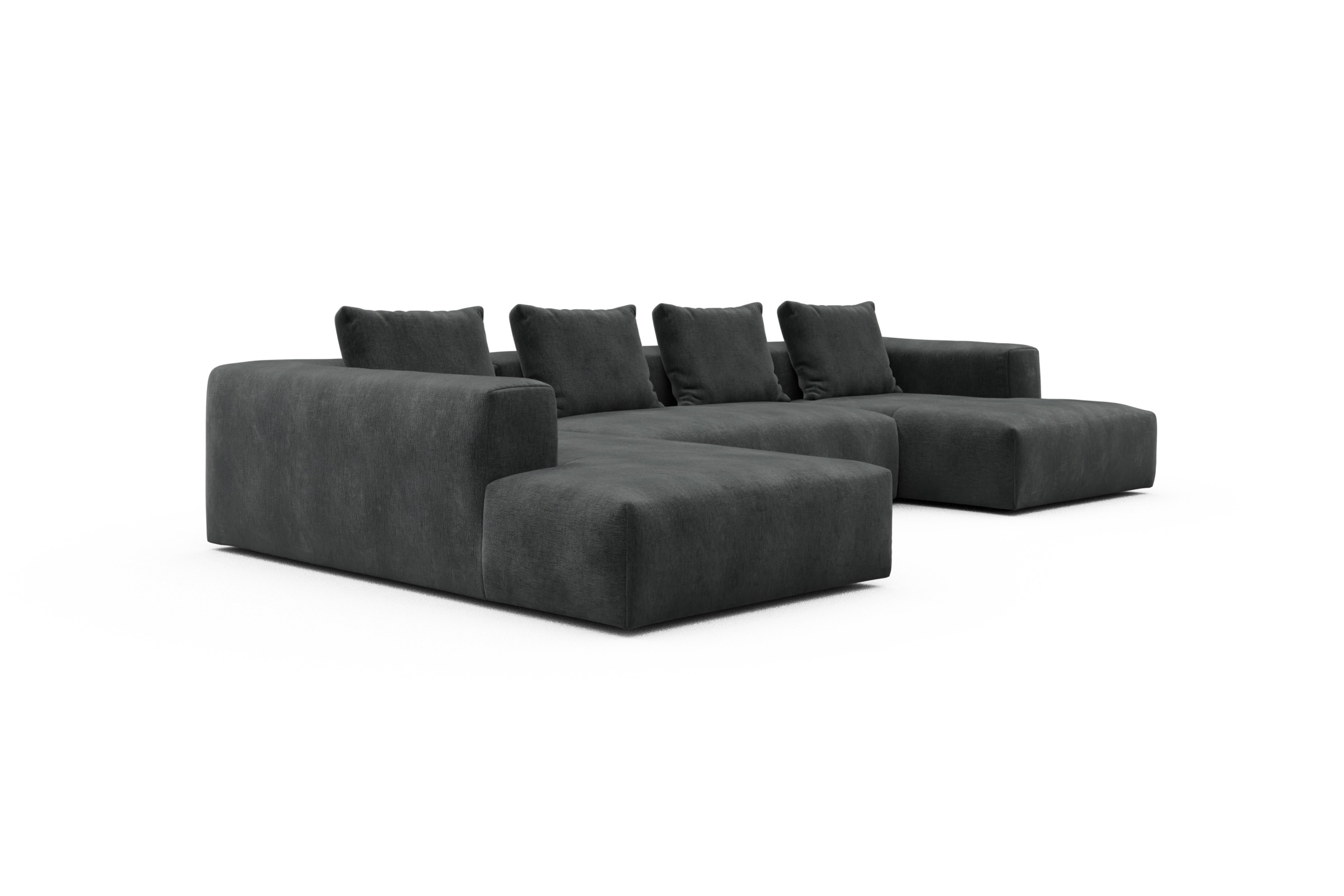 Wohnlandschaft Fred Relax-Ecke links mit 2-Sitzer und Chaiselongue rechts Smooth-Deep-Warm-Grey