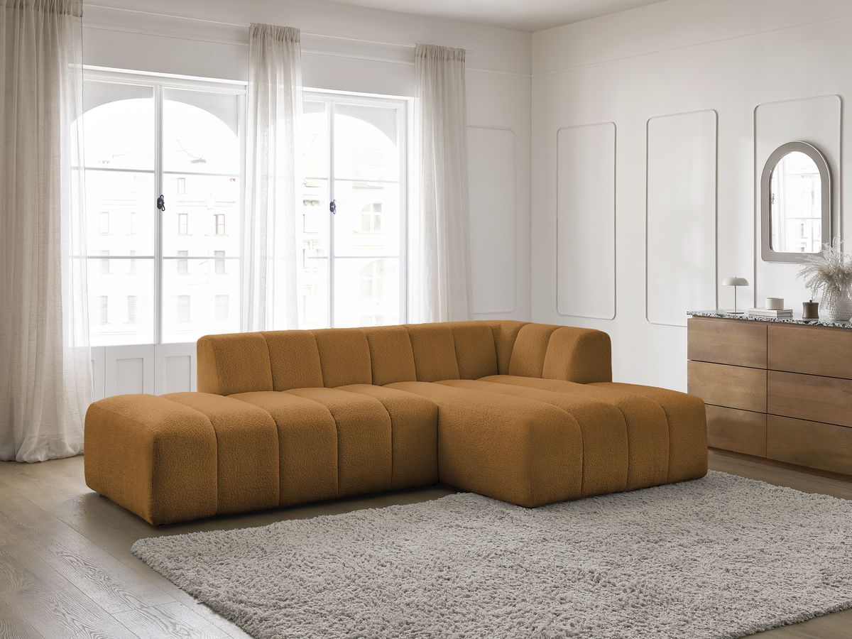Bobochic Annecy Ecksofa Bouclé-Stoff Gelb Ecke rechts