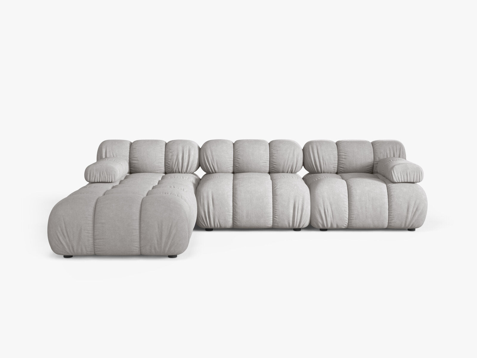 Micadoni Modulares Sofa Bellis 4-Sitzer mit flachem Modul Strukturierter Stoff Liberty Hellgrau