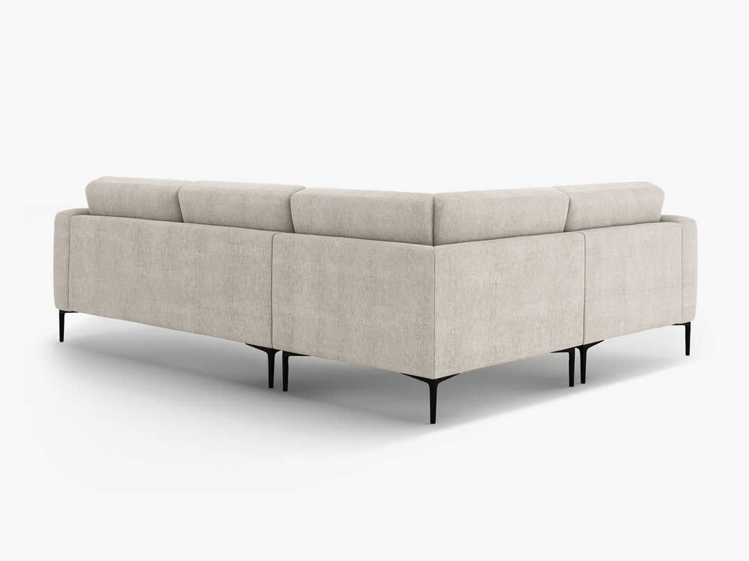 Micadoni Ecksofa Bemy 4-Sitzer Links Strukturierter Stoff Beige