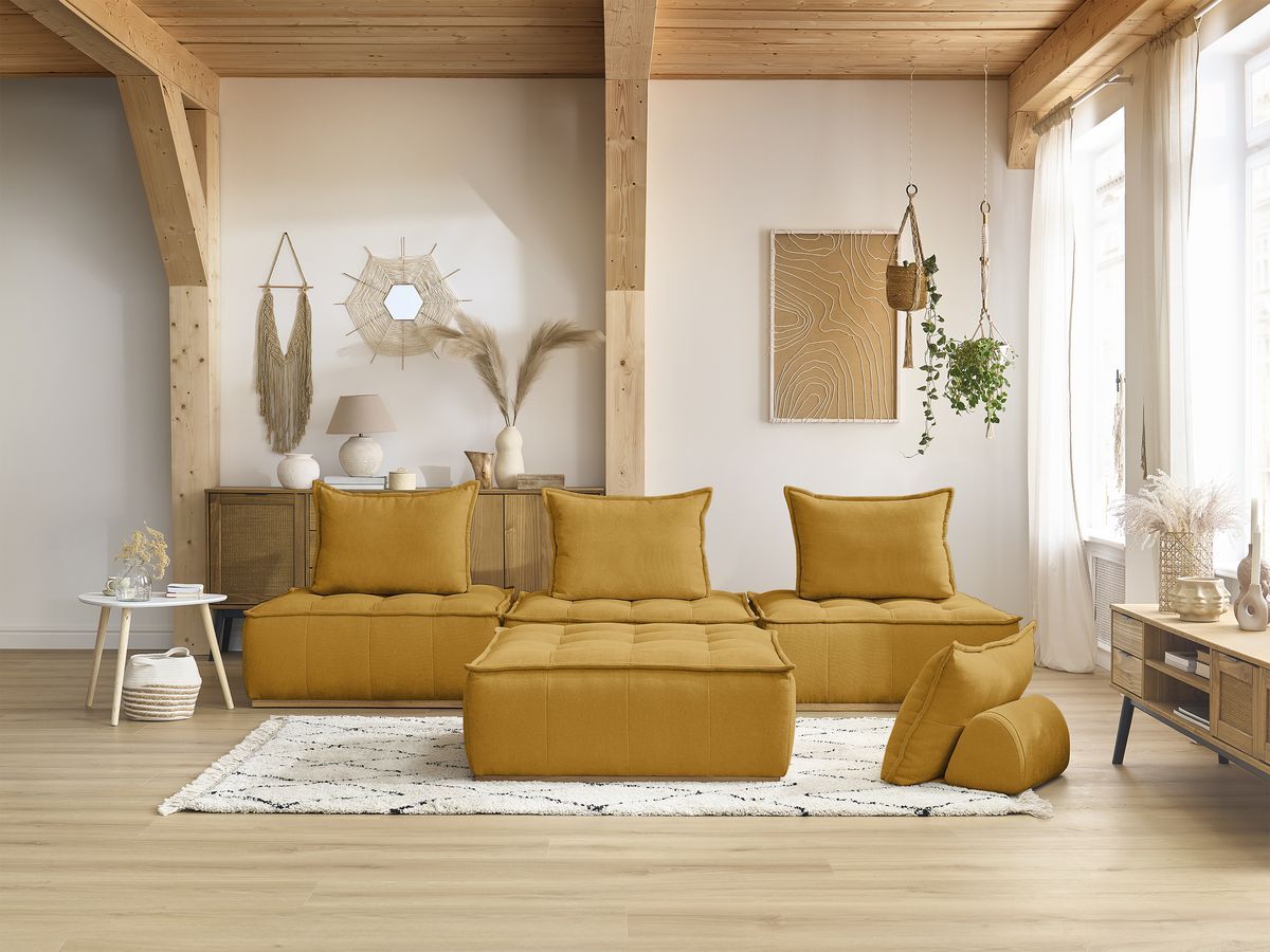Bobochic Elisa Sofa 4-Sitzer Strukturstoff Gelb