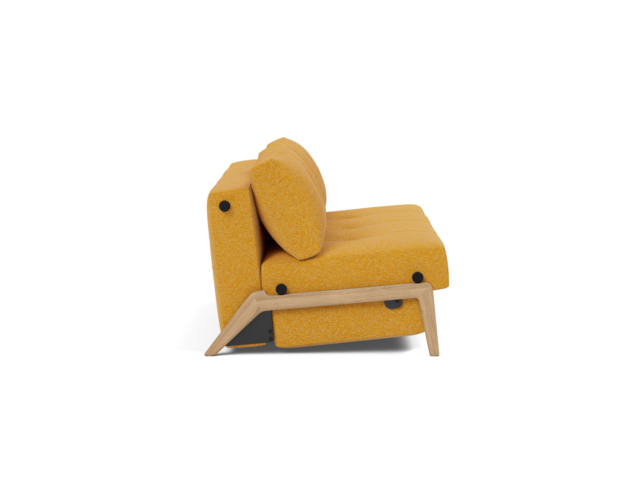 Schlafsofa Cubed 160 Boucle Skandi 536-Ochre Beine Eiche