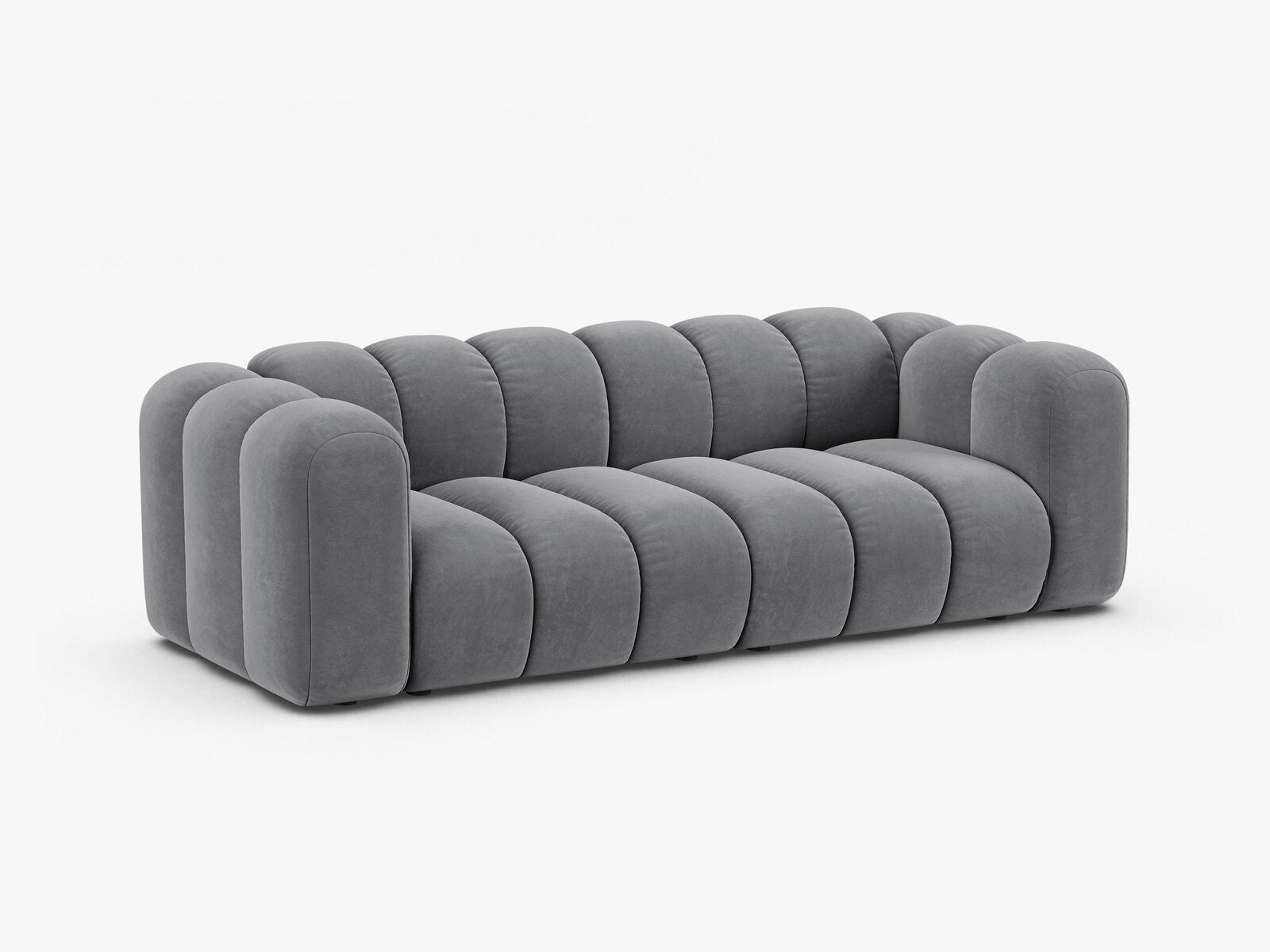 Micadoni Sofa Lupine 3-Sitzer Samt Salvador Grau