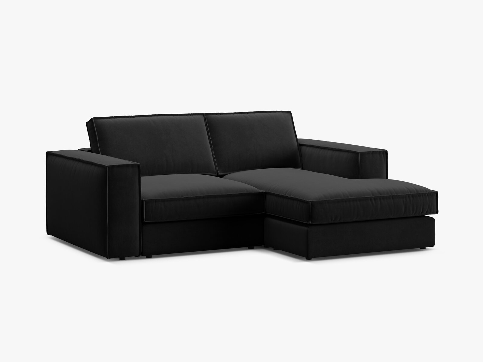 Micadoni modulares Ecksofa Pola 2-Sitzer kleine Version Rechts Samt Salvador Schwarz