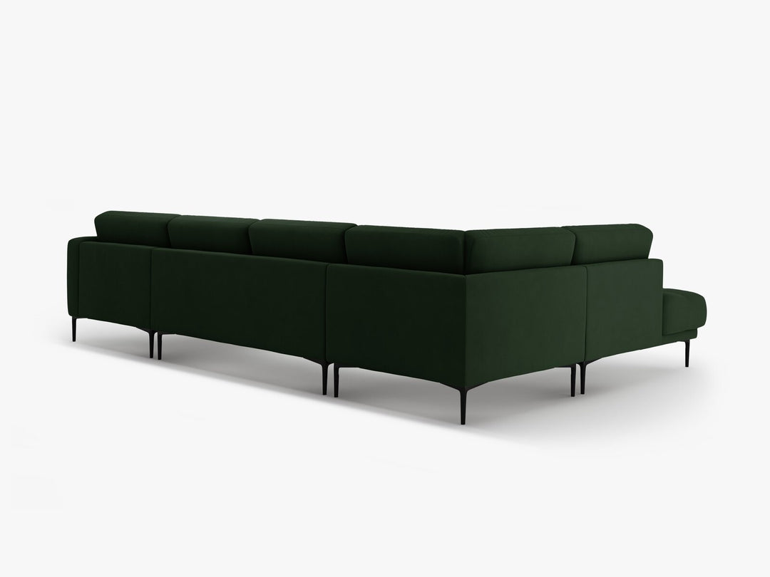 Micadoni Panorama Ecksofa Bemy 7-Sitzer Links Samt Flaschengrün