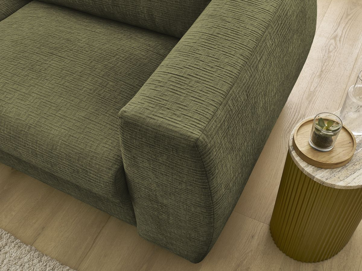 Bobochic Hugo Schlafsofa 3-Sitzer Strukturstoff Grün, Liegefläche 160 × 190 cm