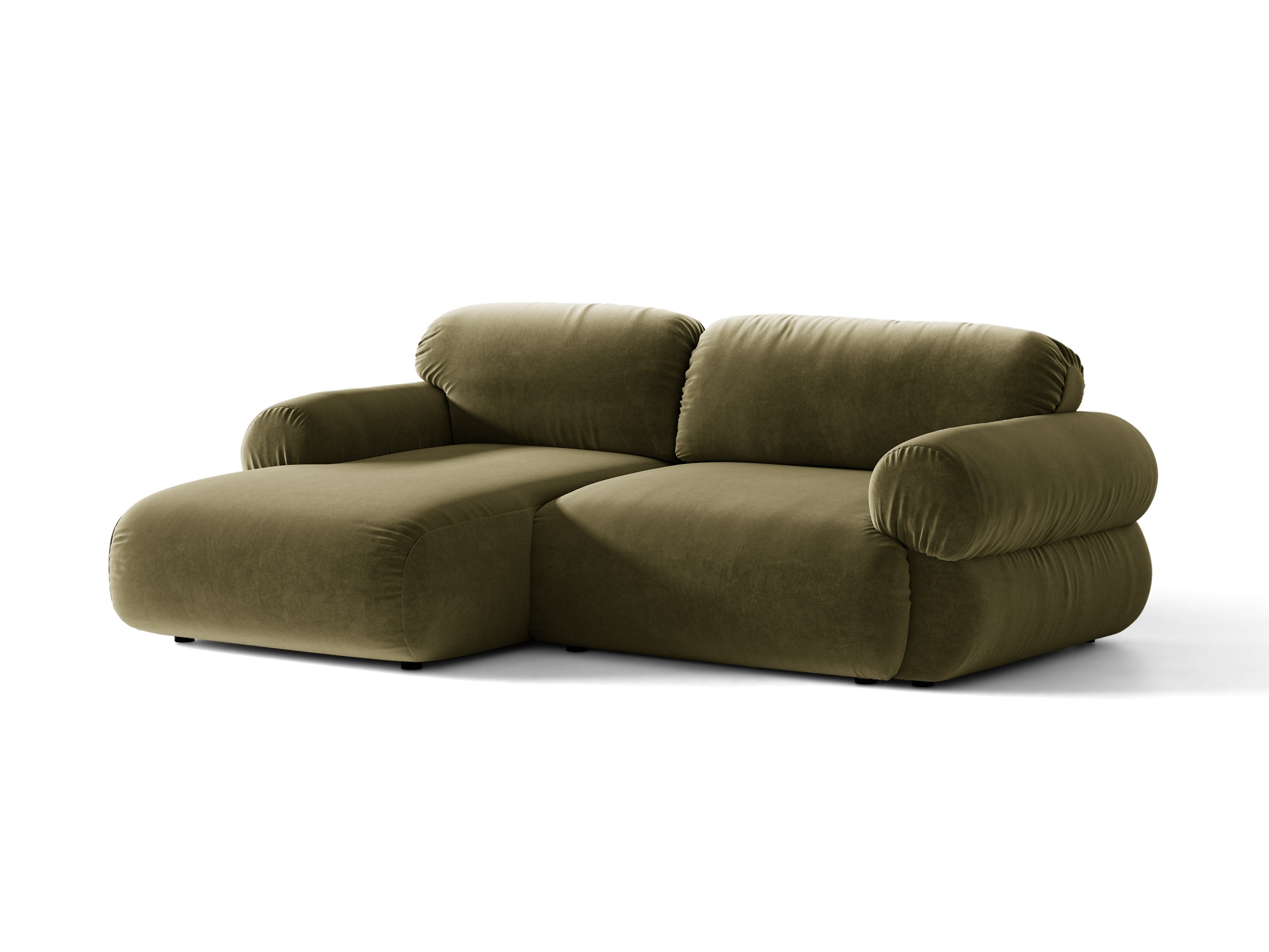 Micadoni Ophelia Ecksofa 4-Sitzer Links Samt Salvador Grün