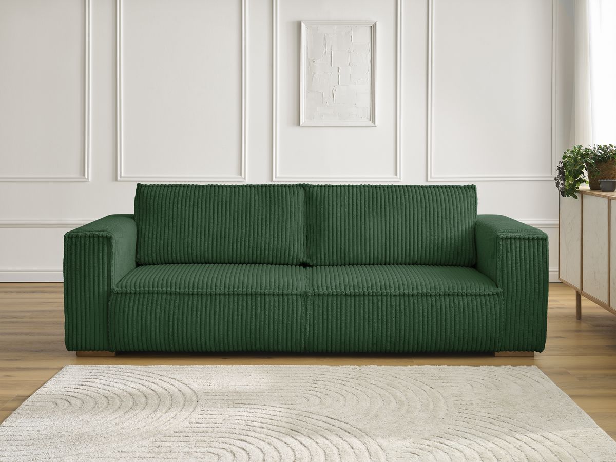 Bobochic Chelsea Sofa 3-Sitzer Breitcord weich Grün