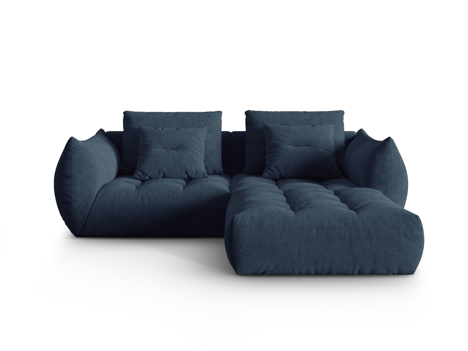 Micadoni Ecksofa Bloom 3-Sitzer Strukturierter Stoff Dunkelblau