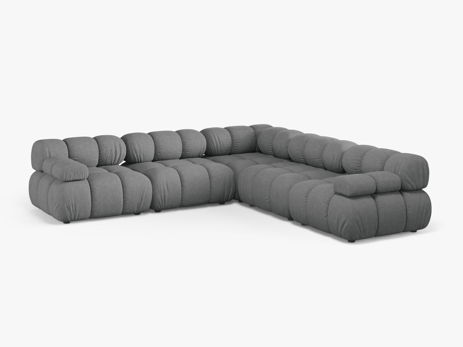 Micadoni Symmetrisches Ecksofa Bellis 5-Sitzer Strukturierter Stoff Liberty Grau