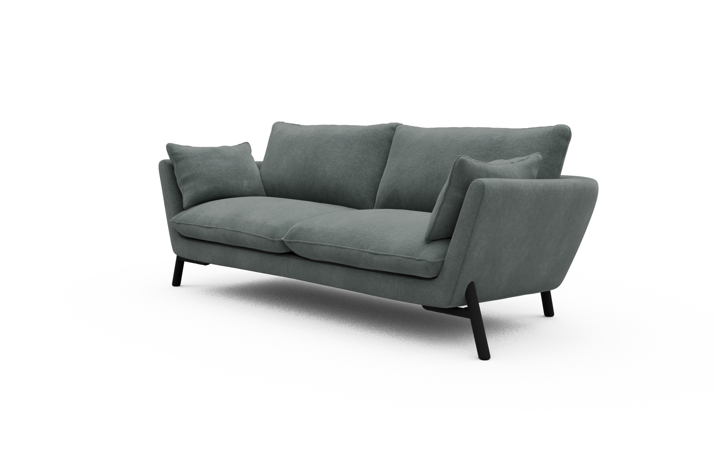 Sofa Emil 3-Sitzer Beinfarbe Eiche Schwarz Smooth-Silver-Grey