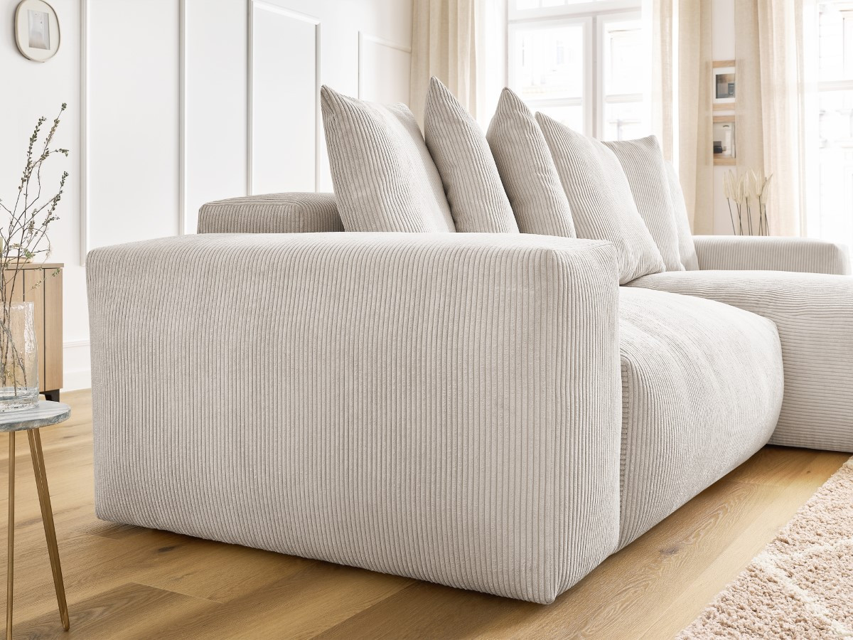 Bobochic Voltaire Ecksofa 310 × 174 cm Cordsamt Beige