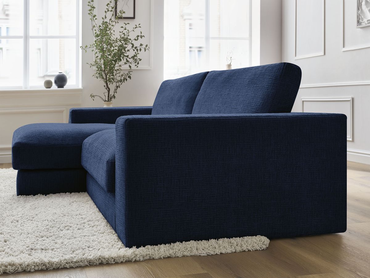 Bobochic Leonard Ecksofa 234 × 159 cm Strukturstoff Dunkelblau Ecke links