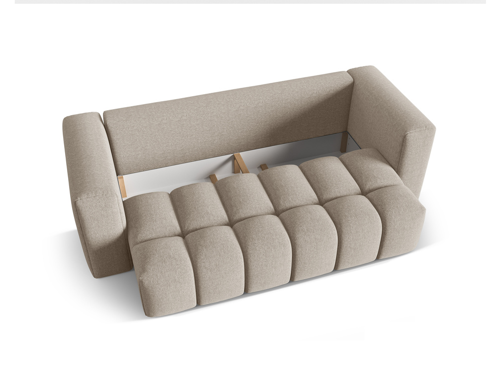 Cosmopolitan Design Schlafsofa Verona 3-Sitzer mit Bettkasten Strukturierter Stoff Sorella Sand