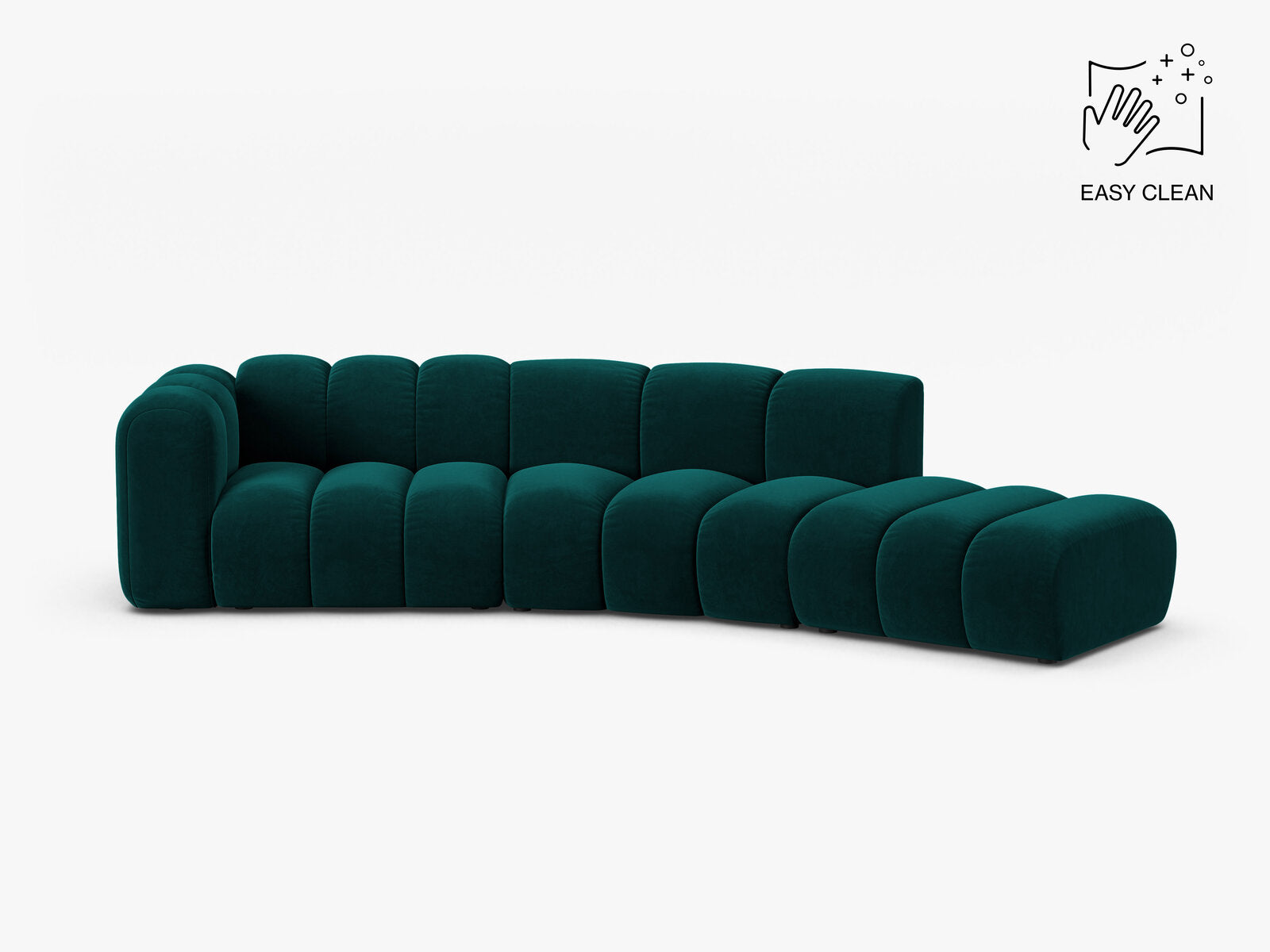 Micadoni Modulares Sofa Lupine 5-Sitzer Samt Venus Dunkel Petrol Rechts