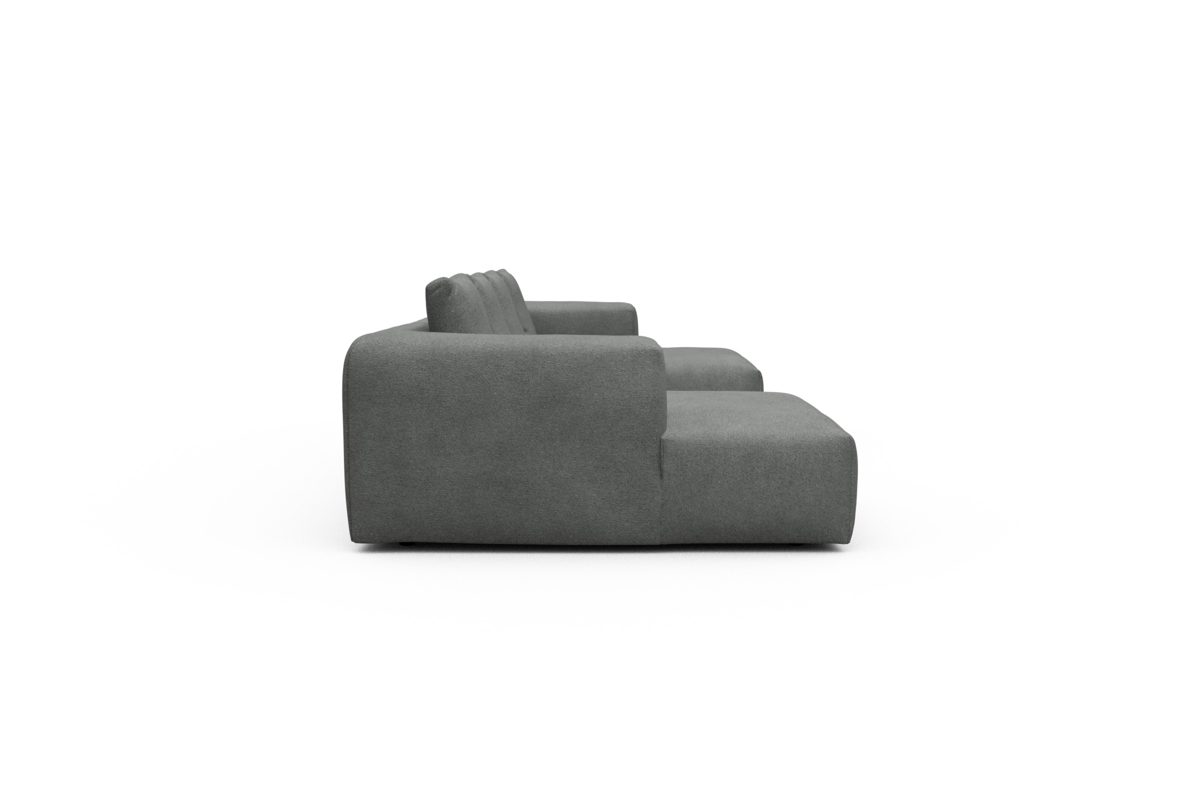 Wohnlandschaft Fred mit 2-Sitzer und Chaiselongue beidseitig Boucle-Ash-Grey