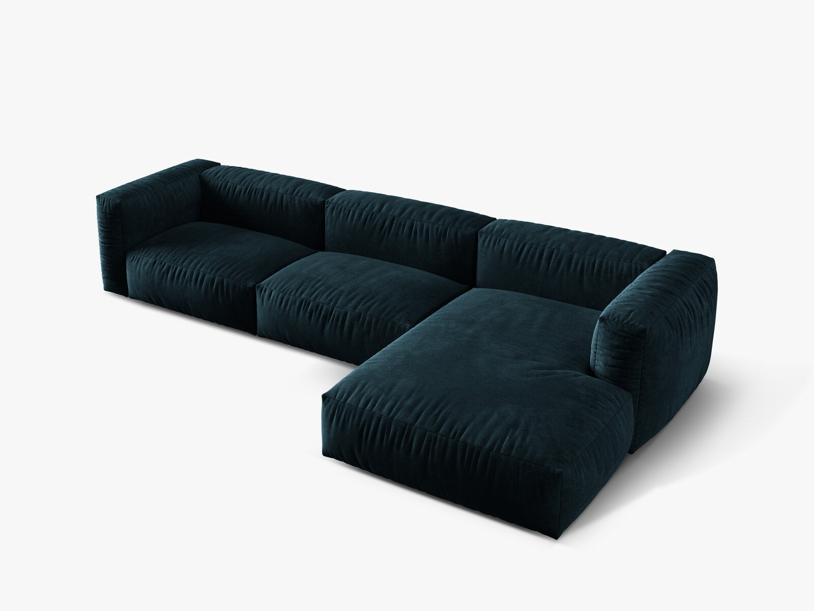 Micadoni Ecksofa Martina 3-Sitzer Rechts Samt Vogue Tiefes Petrol