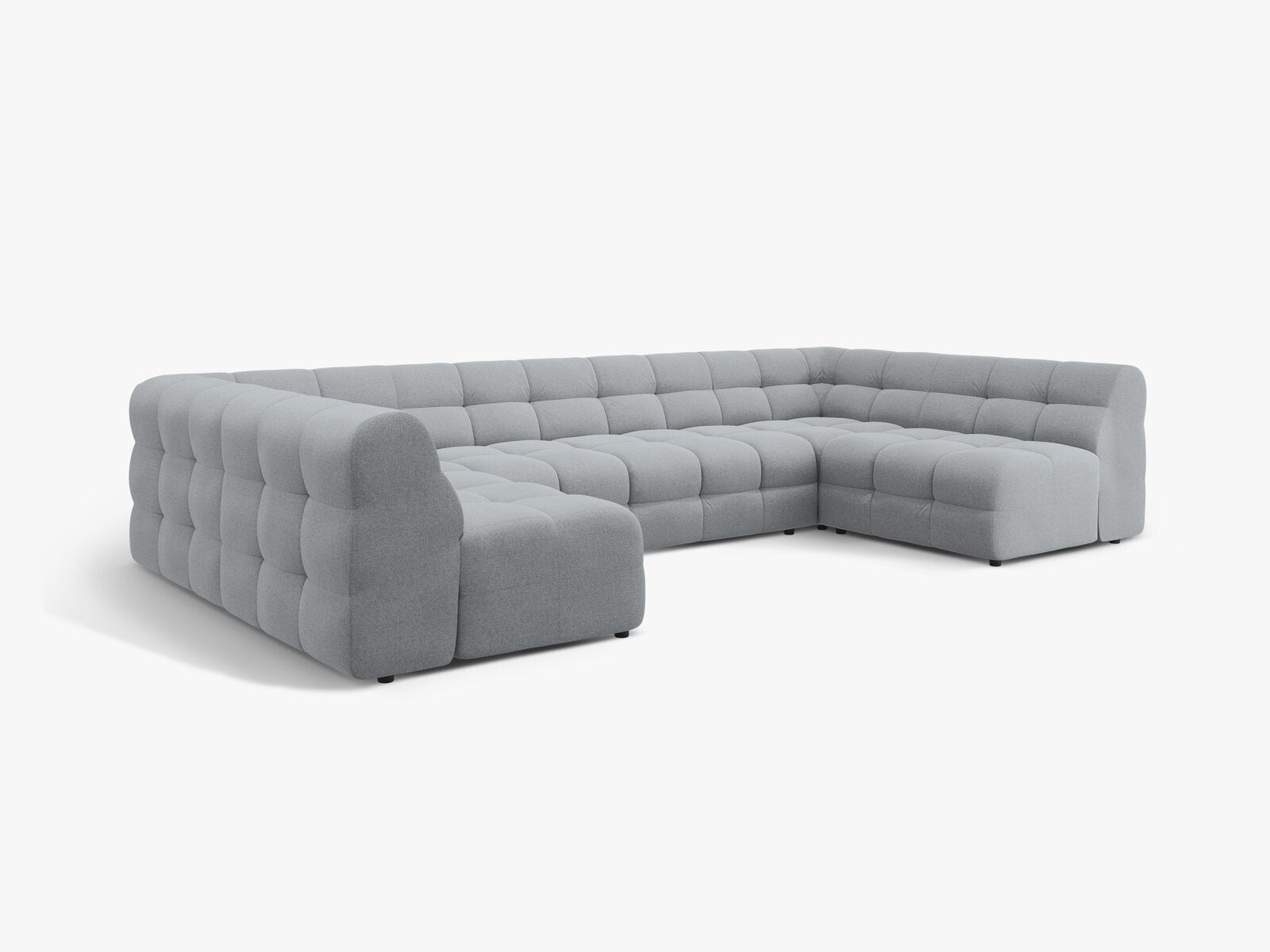 Micadoni Panorama-Sofa Kendal 7-Sitzer Strukturierter Stoff Platinum