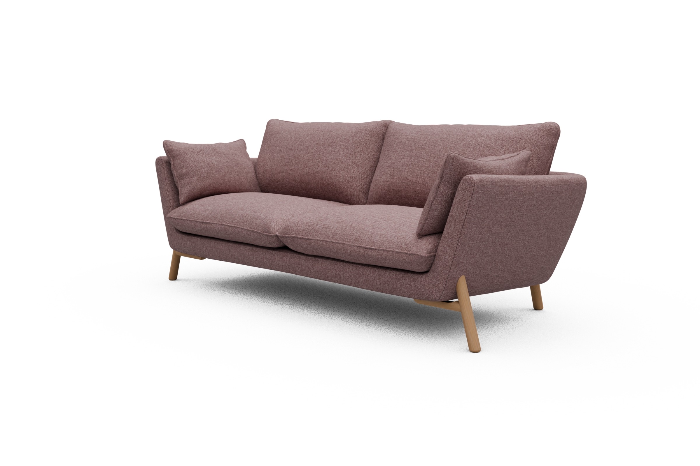 Sofa Emil 3-Sitzer Beinfarbe Eiche Natur Sama-Flamingo