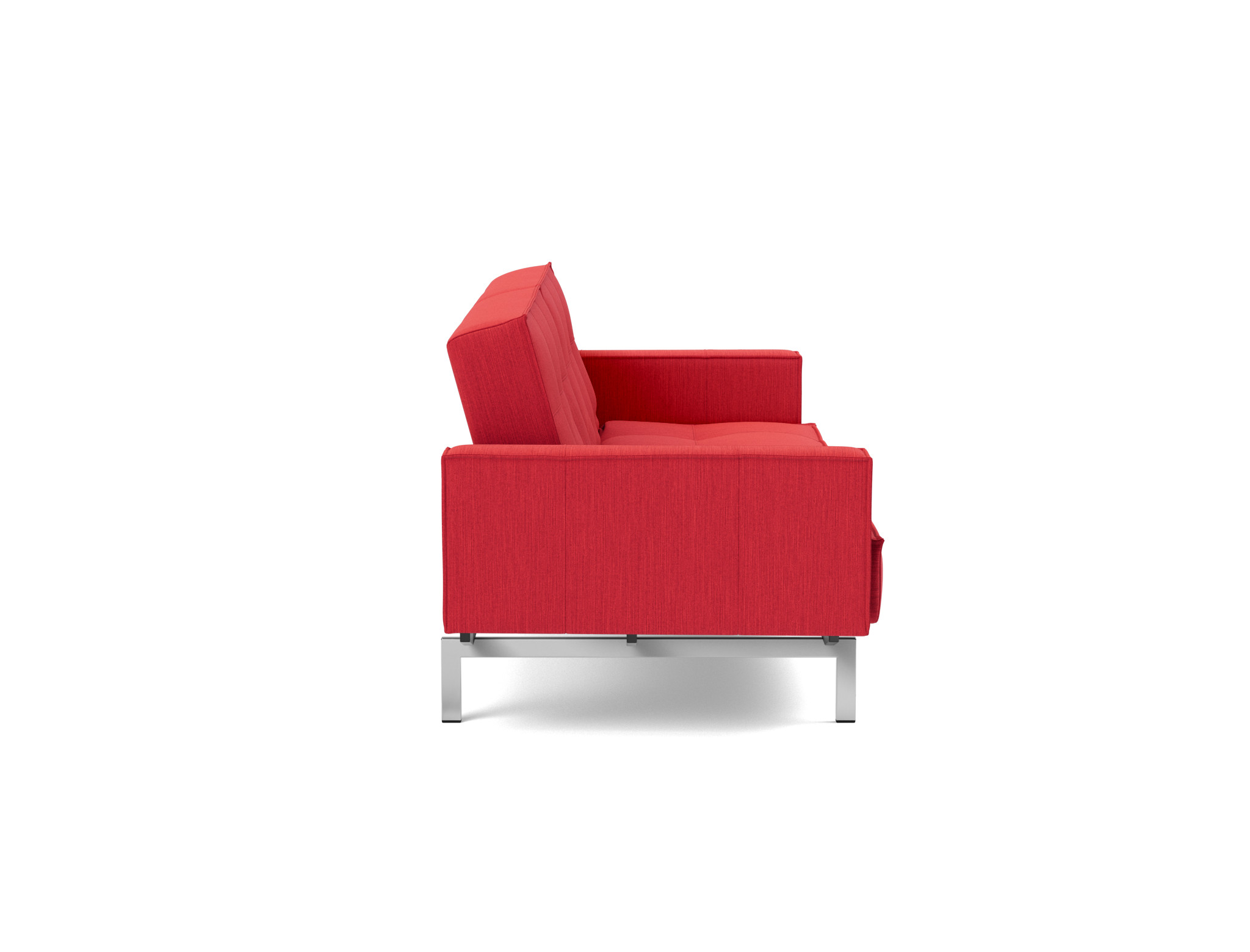 Schlafsofa Splitback mit Armlehnen Flachgewebe Elegance 511-Red Beine Chrom