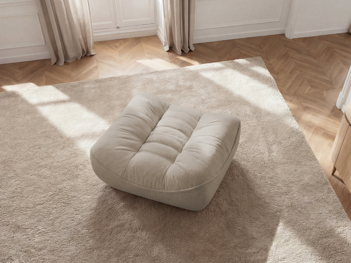 Bobochic Serena Pouf Melange-Stoff Taupe