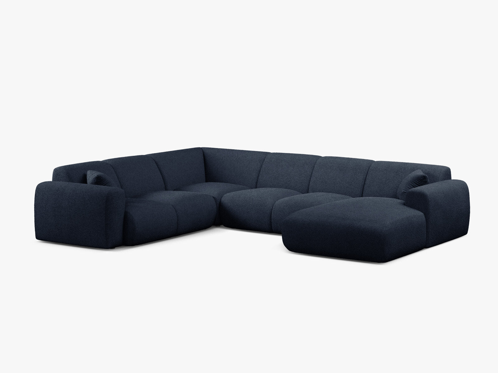 Micadoni Molino Panoramasofa 6-Sitzer Links Boucle Baloo Dunkelblau
