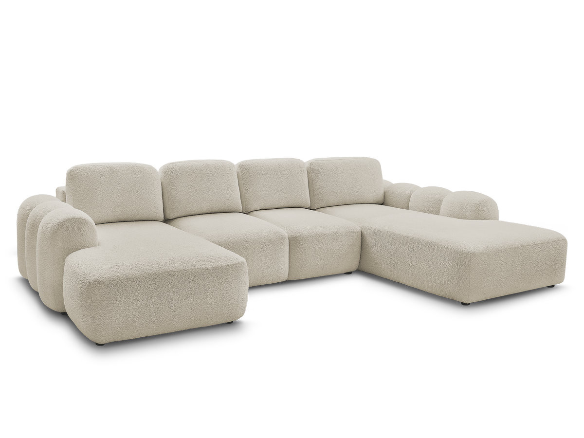 Bobochic Montaigne Wohnlandschaft Bouclé-Stoff Beige Ecke links