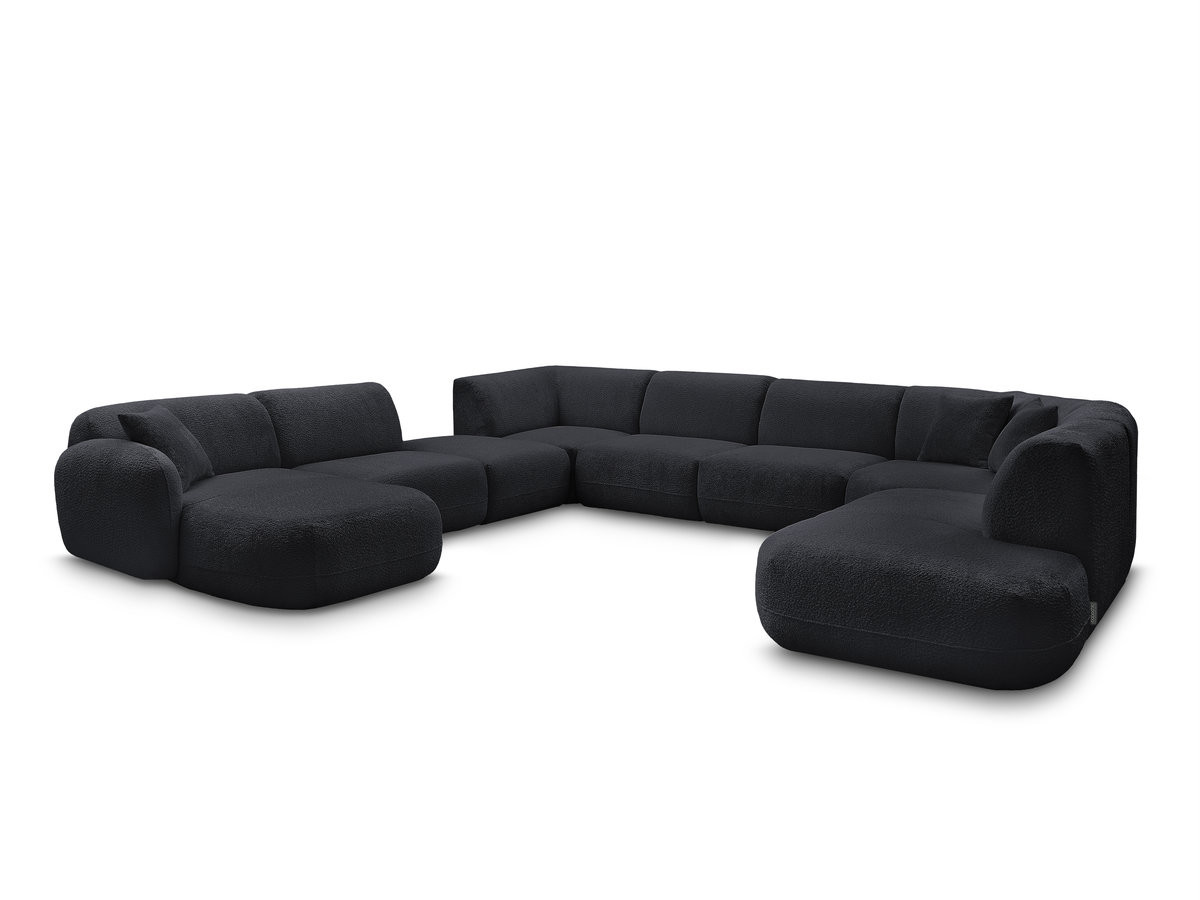 Bobochic Anda Wohnlandschaft mit Pouf 396 × 357 cm Chenille Schwarz Ecke links