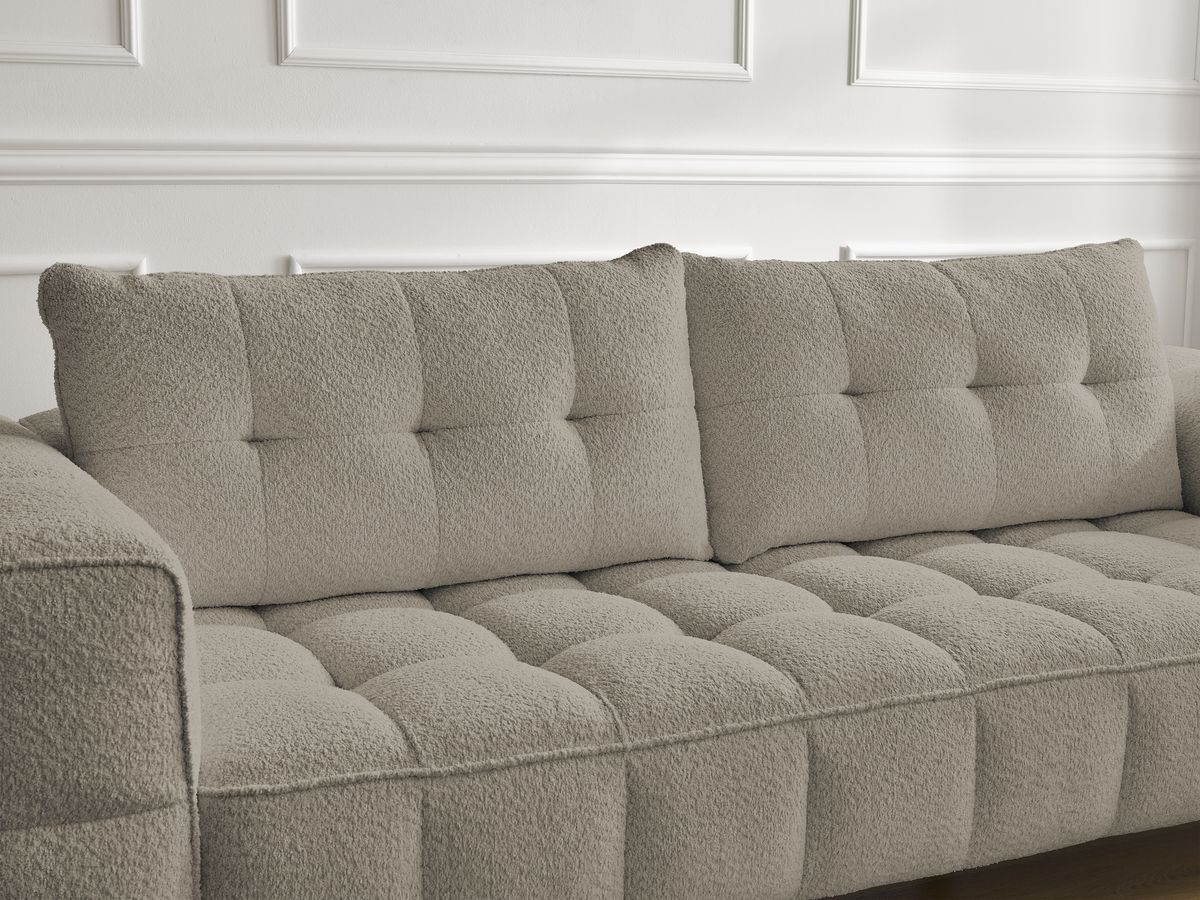 Bobochic Anis Sofa 3-Sitzer mit Pouf Bouclé-Stoff Taupe
