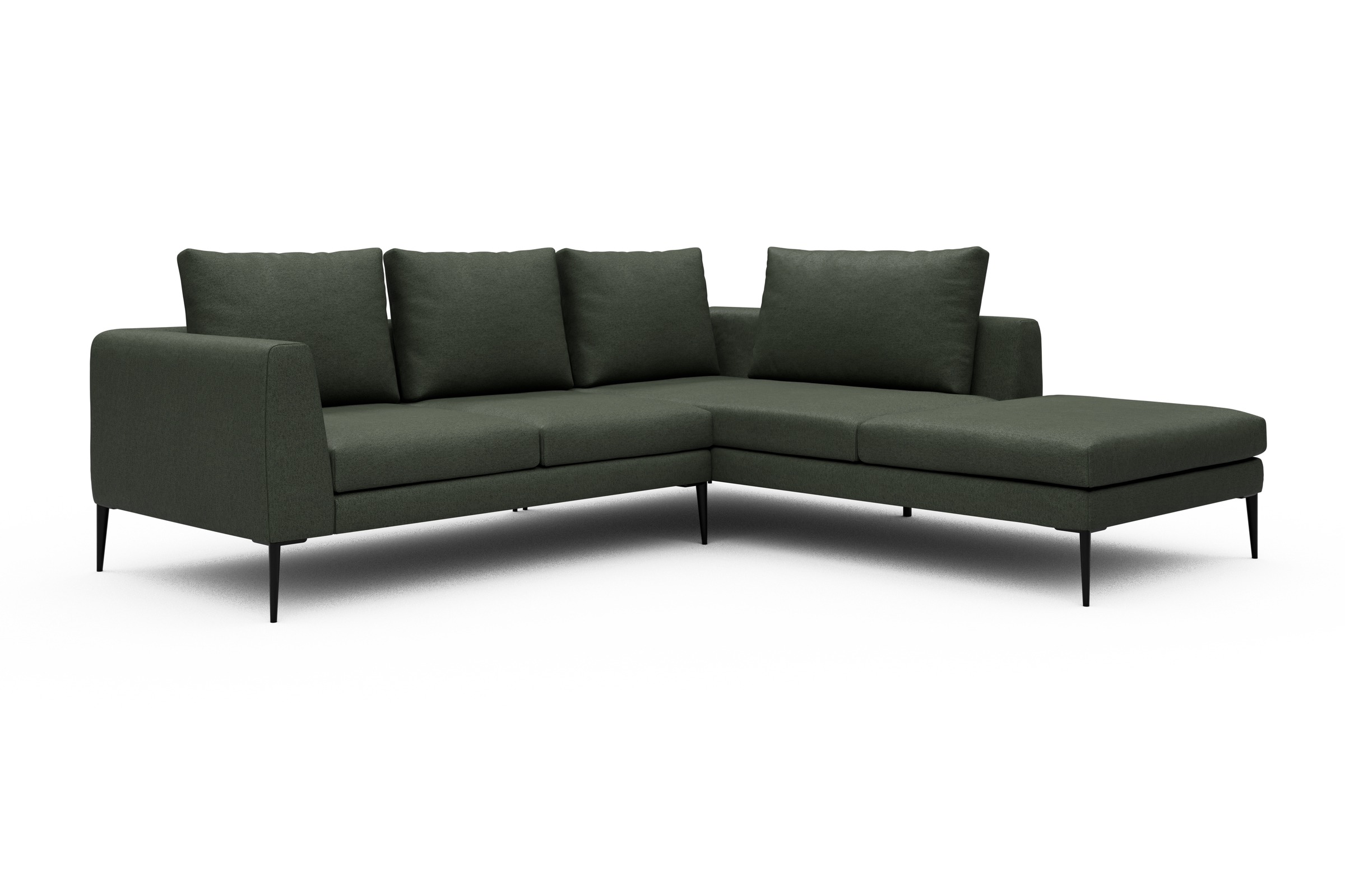 Ecksofa Paul Relax-Ecke rechts mit 2-Sitzer Denari-Forest-Green
