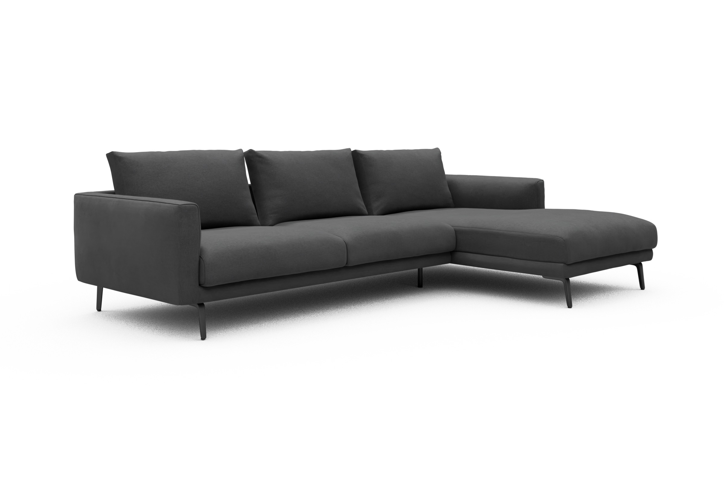 Ecksofa Karl Chaiselongue rechts mit 2,5-Sitzer Satya-Zinc