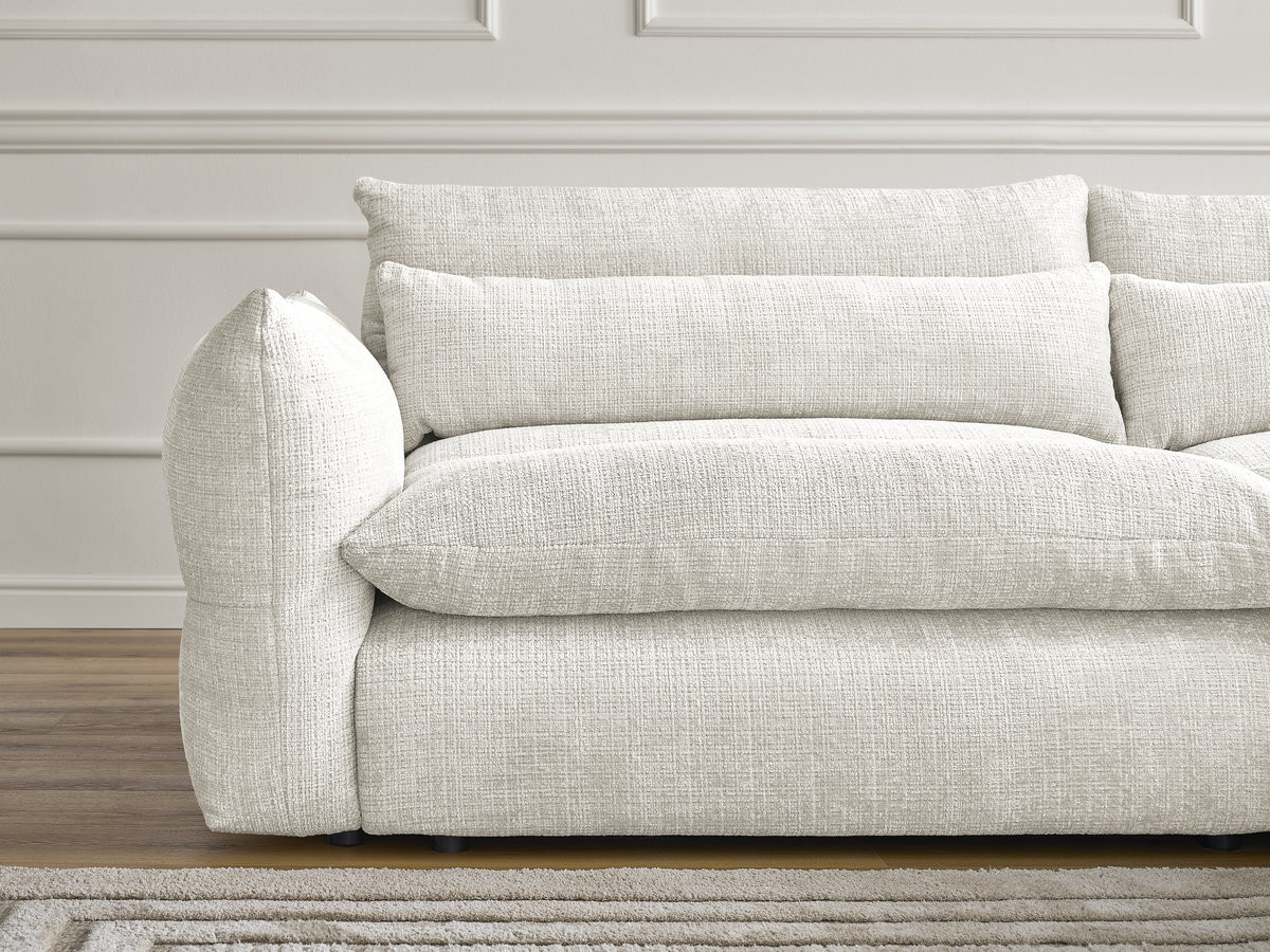 Bobochic Neil Ecksofa mit Pouf Strukturstoff Weiß Ecke rechts