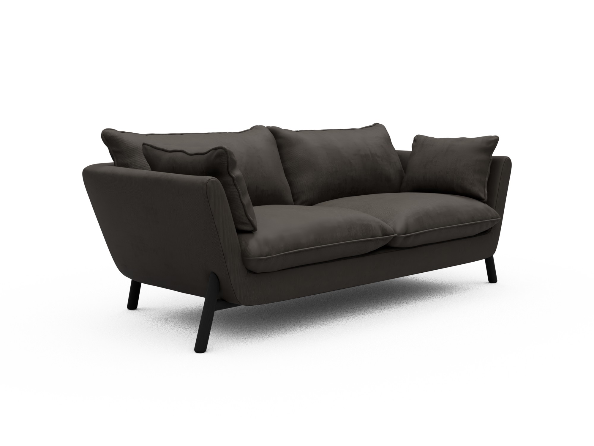 Skandi Home Sofa Emil Soft 2-Sitzer Beinfarbe Eiche Schwarz Cordufine-Taupe moebelfaktor