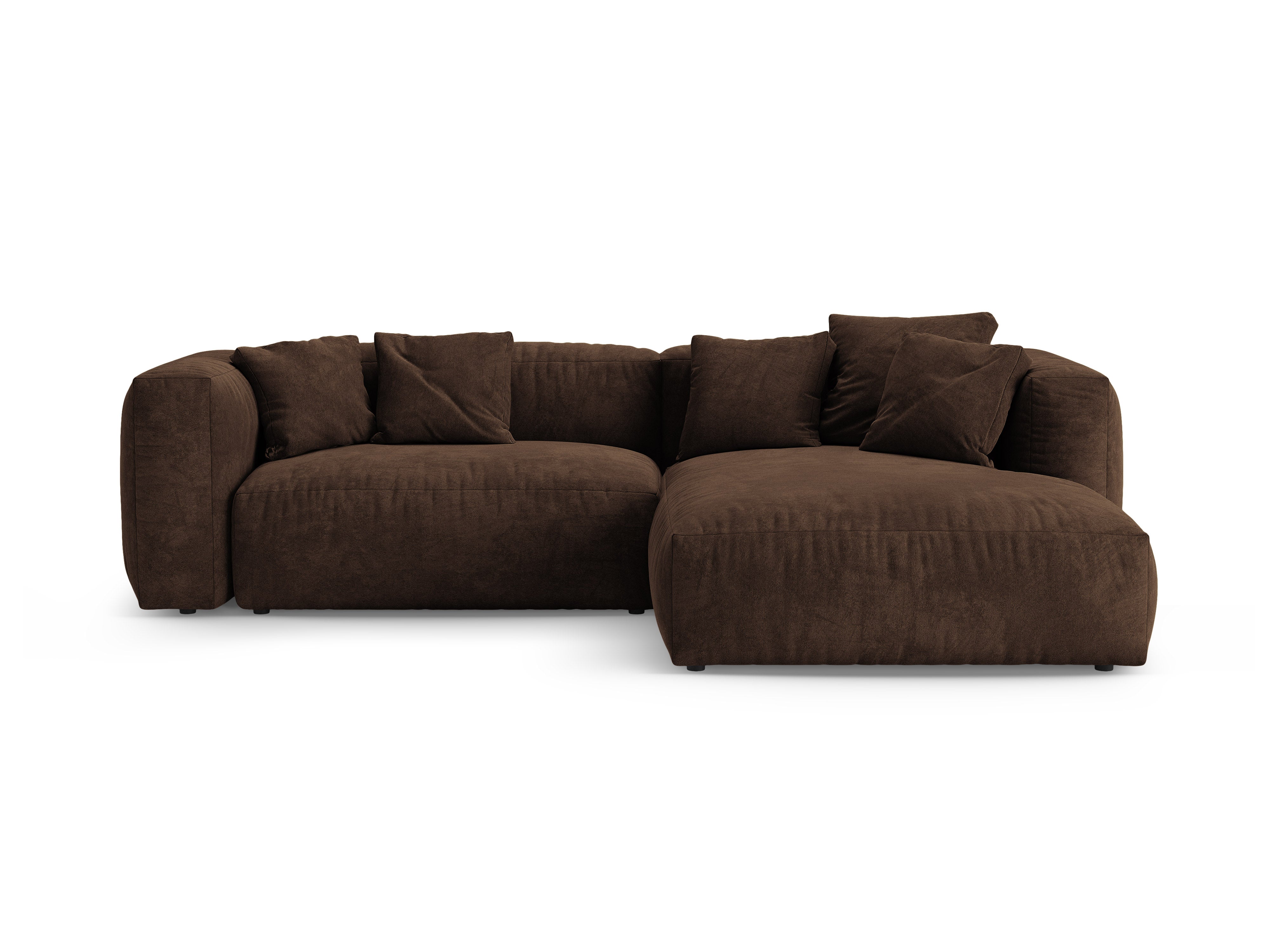 Micadoni Martina Ecksofa 4-Sitzer mit Schlaffunktion Rechts Samt Vogue Schokolade