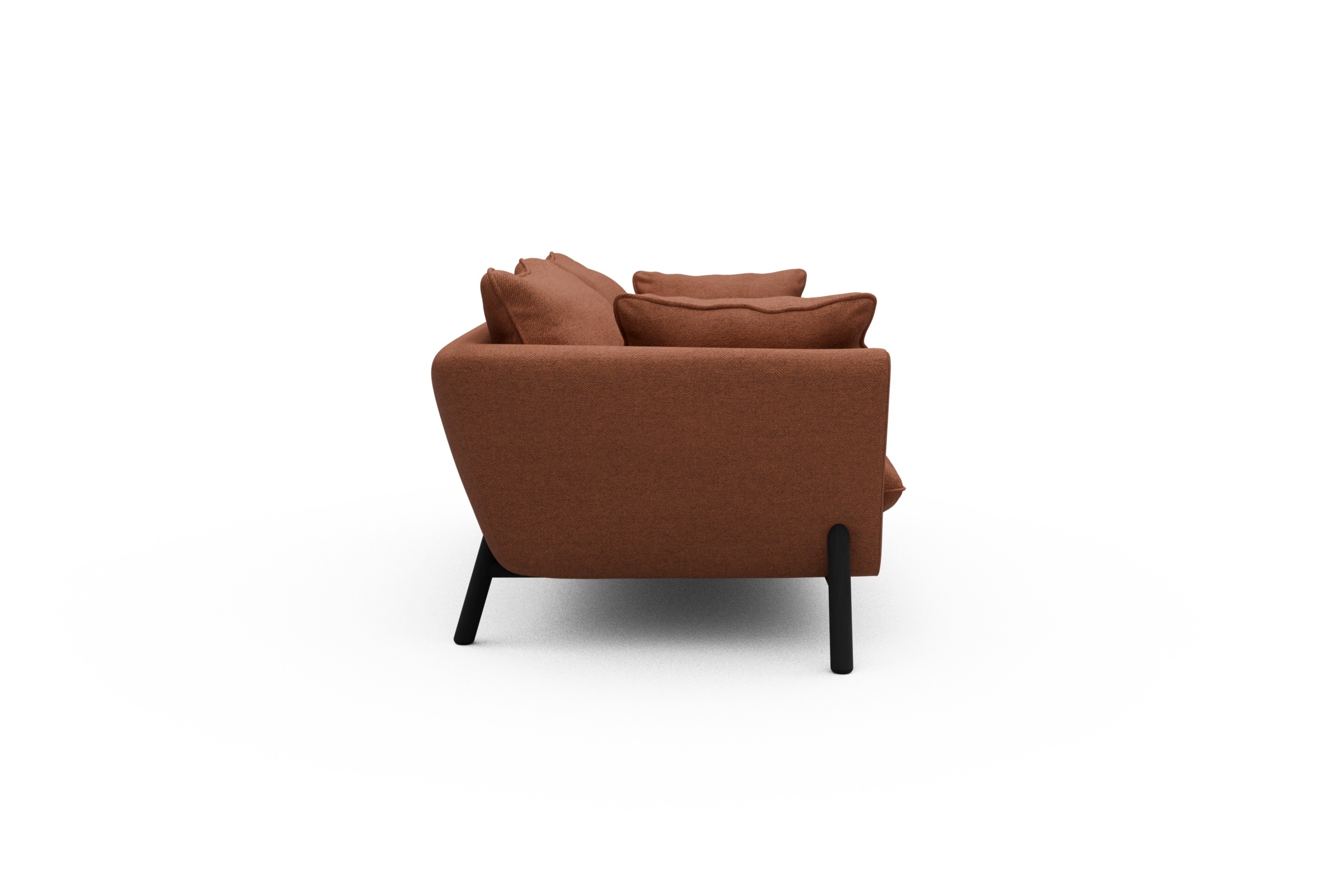 Sofa Emil PREMIUM 2-Sitzer Beinfarbe Eiche Schwarz Weda-Rust