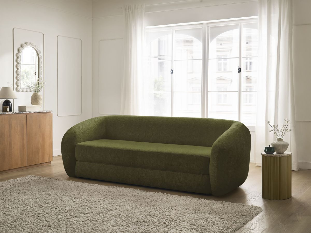 Bobochic Neyo Schlafsofa 3-Sitzer Strukturstoff Grün