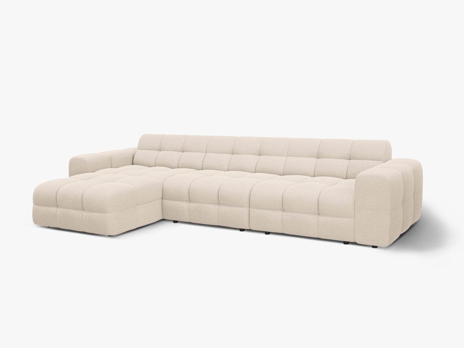 Micadoni Ecksofa Kendal 5-Sitzer Links Strukturierter Stoff Beige