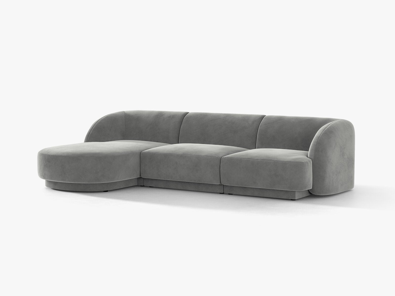 Micadoni Ecksofa Miley 4-Sitzer Samt Venus Hellgrau Links