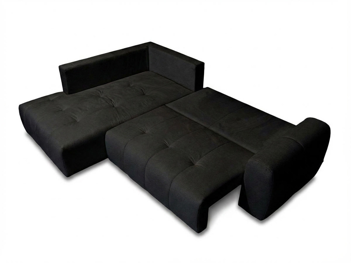 Bobochic Roxelane Ecksofa mit Schlaffunktion und Bettkasten Melange-Stoff Dunkelgrau Ecke links