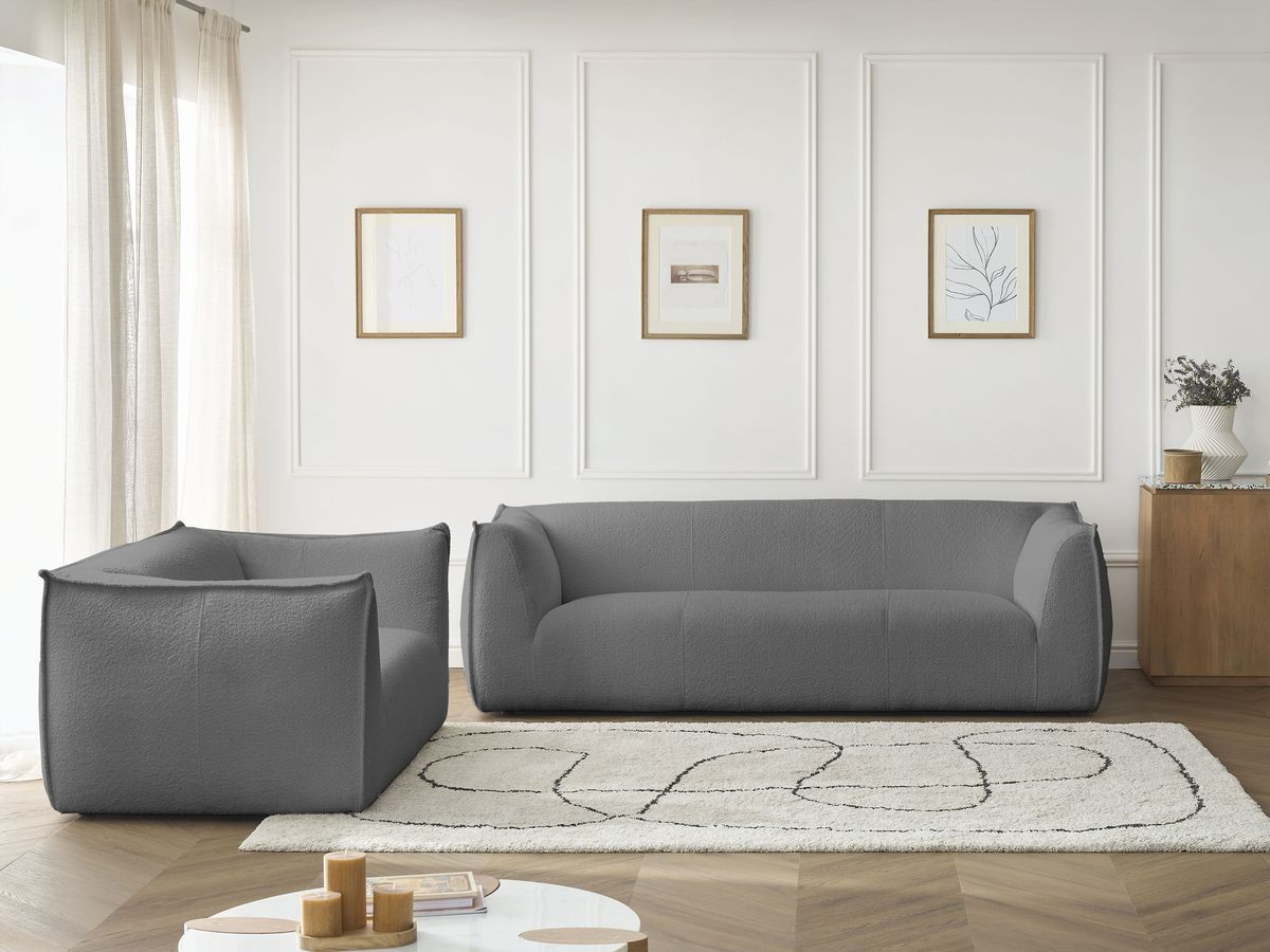 Bobochic Giorgia Sofa 5-Sitzer 412 × 100 cm Bouclé-Stoff Dunkelgrau