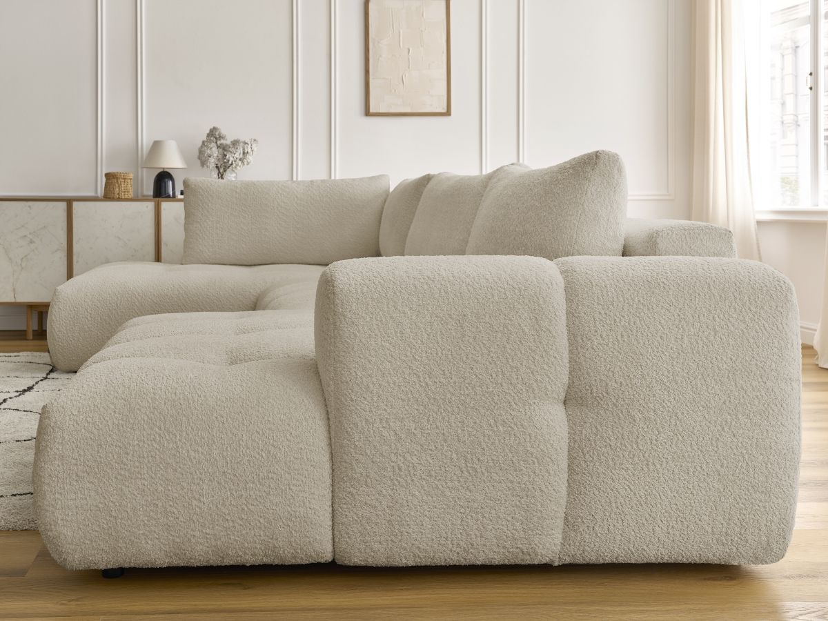 Bobochic Fuji Wohnlandschaft Bouclé-Stoff Beige Ecke rechts