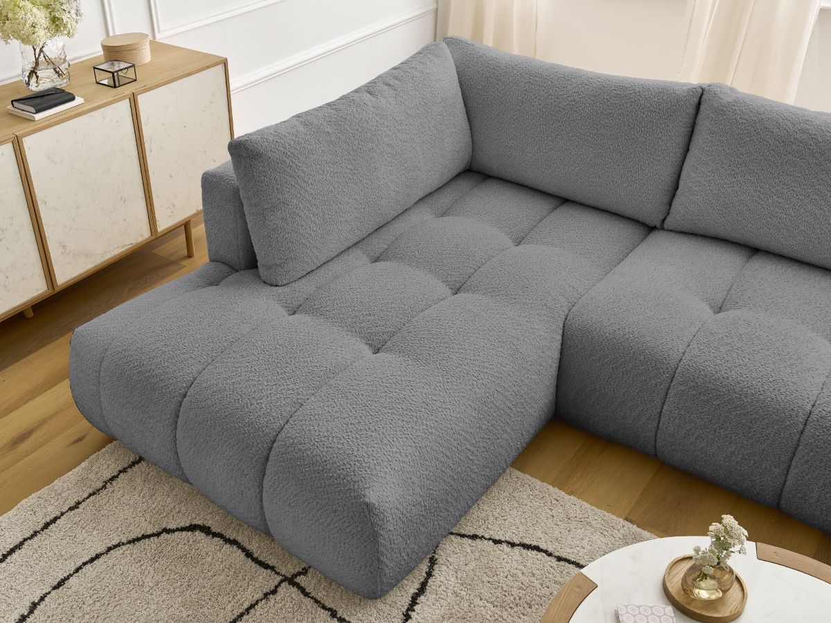 Bobochic Fuji Wohnlandschaft Bouclé-Stoff Dunkelgrau Ecke rechts