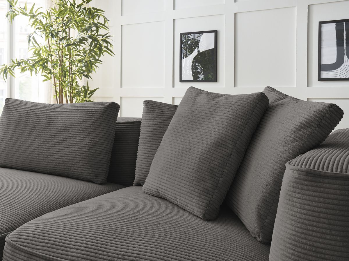 Bobochic Leopold Sofa 3-Sitzer Cordsamt Taupe Armlehne rechts