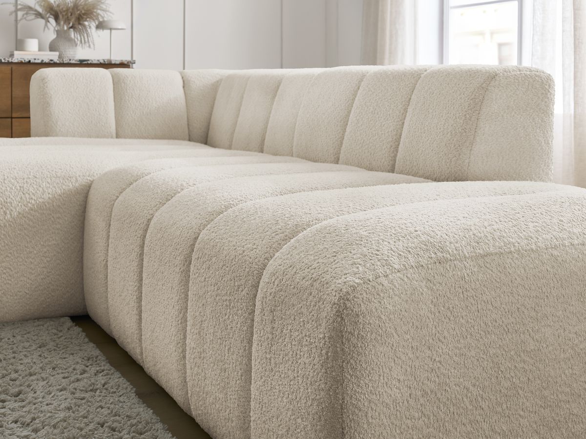 Bobochic Annecy Ecksofa Bouclé-Stoff Beige Ecke links