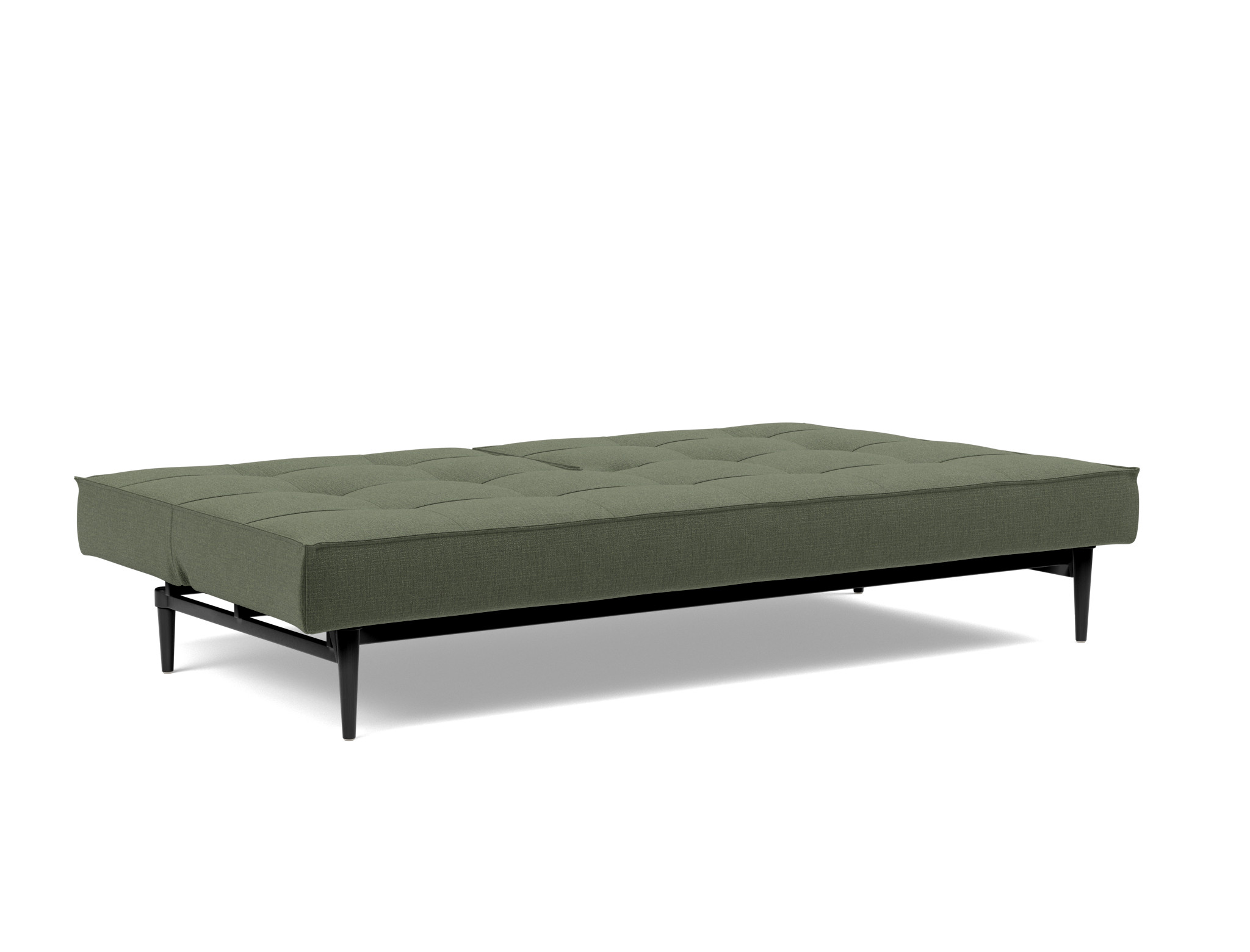 Schlafsofa Splitback Chenille Esina 413-Olive-Green Beine Styletto Eiche schwarz