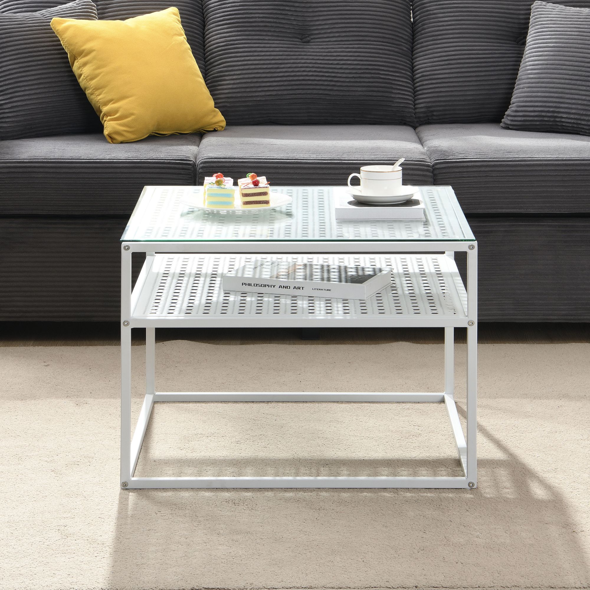 Couchtisch Jelling Glas Weiß 60 × 60 × 45 cm