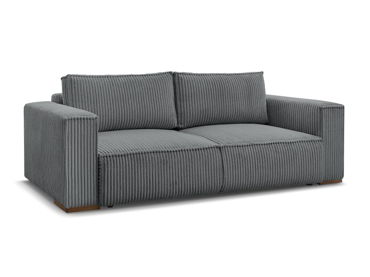 Bobochic Chelsea Schlafsofa 3-Sitzer mit Bettkasten Breitcord weich Dunkelgrau