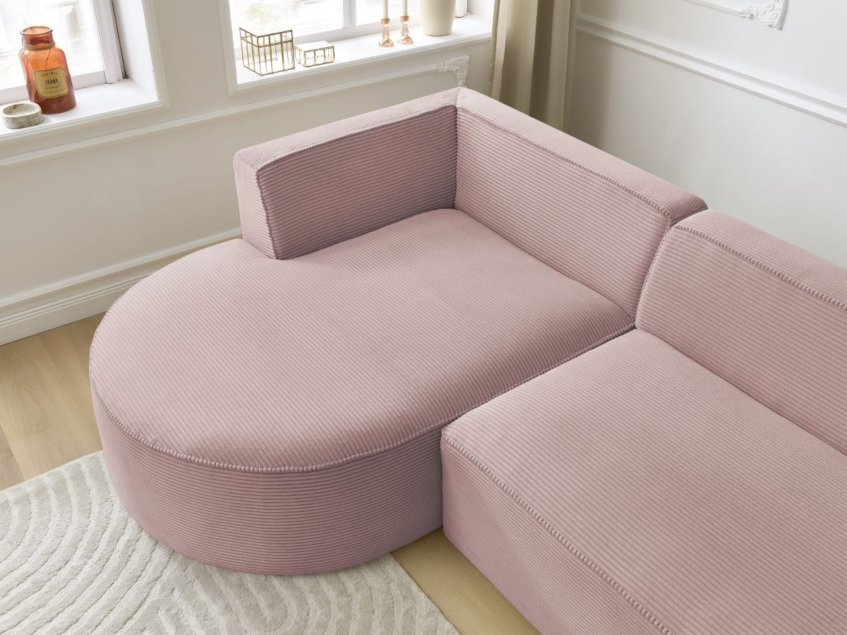 Bobochic Rousseau Ecksofa Cordsamt Violett Ecke links