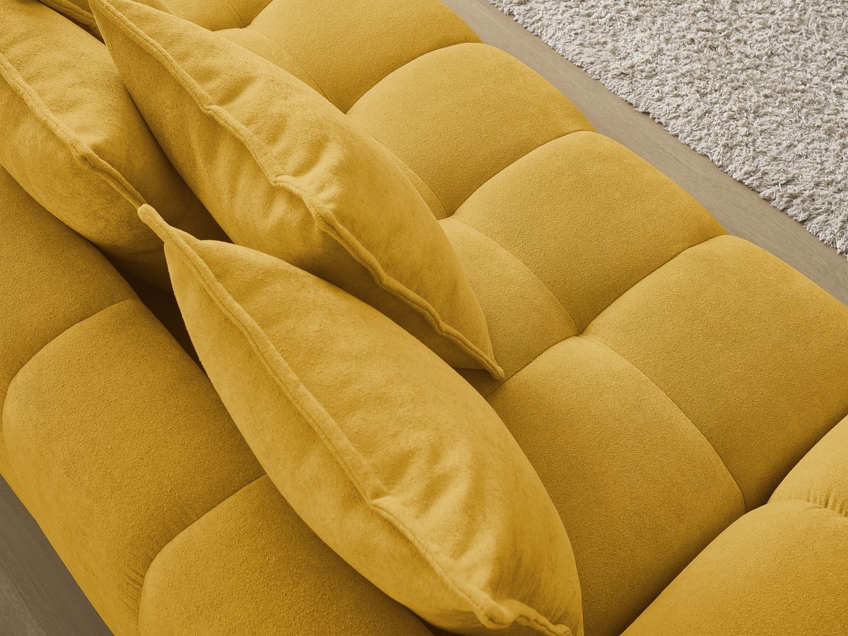Bobochic Everest Sofa 3-Sitzer, 5 Kissen Strukturstoff Gelb